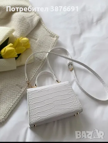 Луксозна бяла чанта mini Kelly Croco Style , снимка 7 - Чанти - 48220921