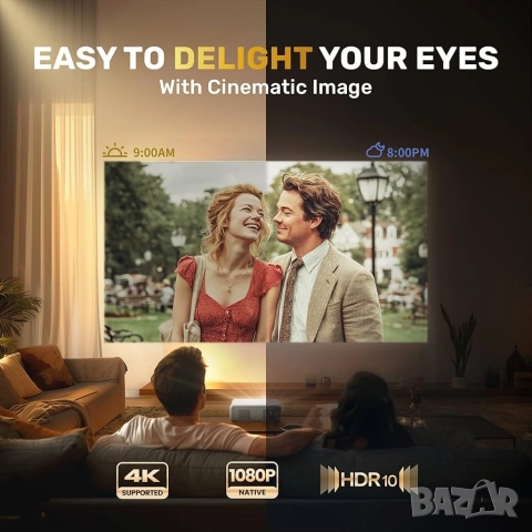 Смарт Проектор с Автофокус, Dolby Audio, HDR10 и Native 1080P, Aurzen EAZZE D1, снимка 5 - Плейъри, домашно кино, прожектори - 53315423