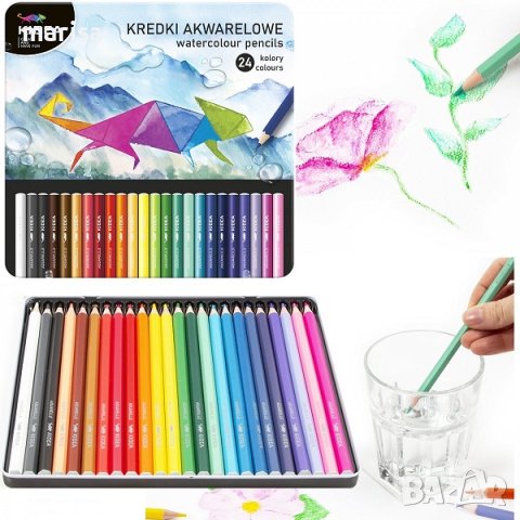 Акварелни моливи в метална кутия 24 цвята Kidea Код: 097432, снимка 1