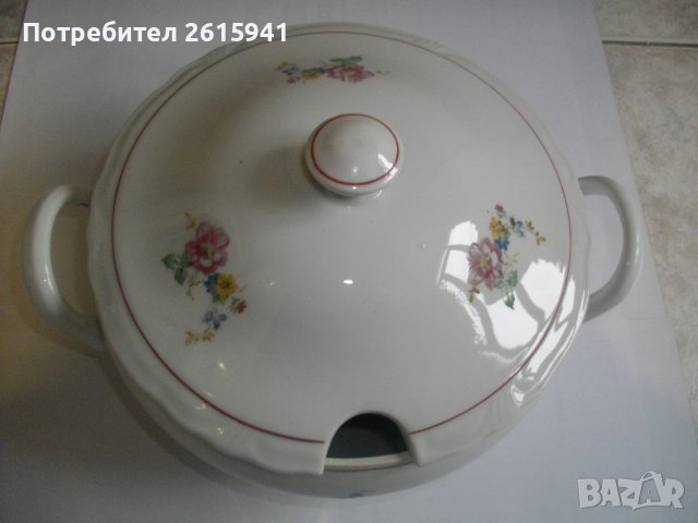 Ретро БГ от Соца-Порцеланов Супник-Голям-ф210мм-Отличен-Китка-Нови Пазар, снимка 6 - Сервизи - 39329953