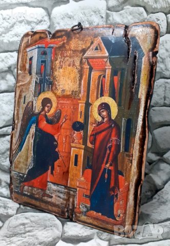 Икона Благовещение, Богородица и Архангел Гавраил 24/18 см, снимка 2 - Икони - 44162311