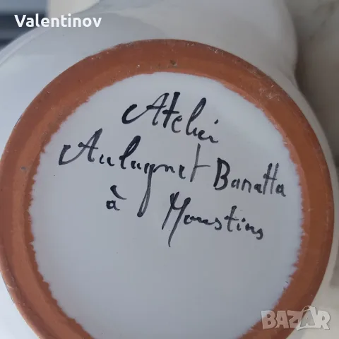 Старинно керамично гърне за кисели краставички + щипка , снимка 5 - Антикварни и старинни предмети - 56092292