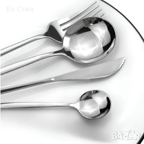 Комплект прибори за хранене в сребрист цвят от 24 части с луксозен дизайн и магнитна кутия, снимка 5 - Прибори за хранене, готвене и сервиране - 53567710