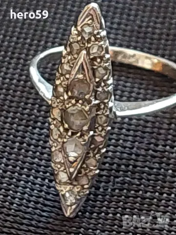 Дамски златен 18к пръстен с диаманти-бяло злато, снимка 6 - Пръстени - 48615583