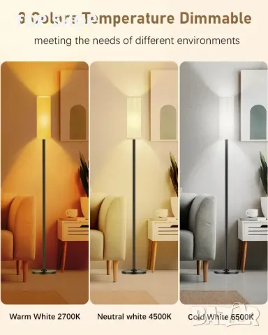 Подова лампа bototek с абажур, 65'' стандартна висока лампа, снимка 5 - Настолни лампи - 49731098