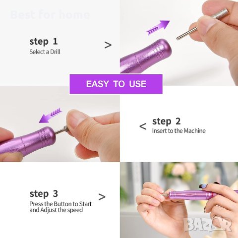 Безжичен USB акумулаторен комплект 12 в 1 за маникюр и педикюр,20 000 оборота, снимка 4 - Електрически пили за пети - 40261830