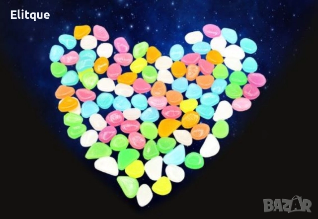 Малки цветни светещи в тъмното камъни за декорация, 50 броя в комплект, снимка 3 - Други стоки за дома - 52796059