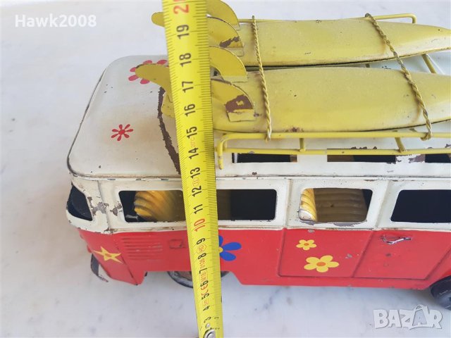 ОРИГИНАЛНА КУЛТОВА ЛАМАРИНЕНА играчка VW Калифорния хипарски 1970те год. бус със СЪРФОВЕ, снимка 16 - Други ценни предмети - 42065290
