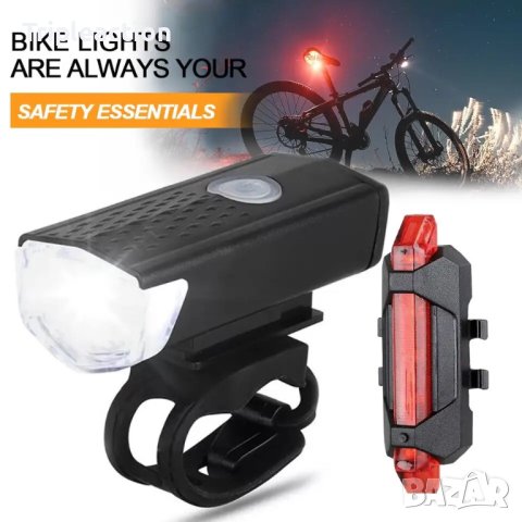 Зареждаеми стоп и фенерче за колело, USB,, IPX4, снимка 1 - Аксесоари за велосипеди - 42253378