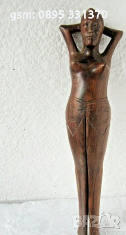 33 см дървена орехотрошачка, жена, статуетка, дърворезба, снимка 4 - Статуетки - 41897662