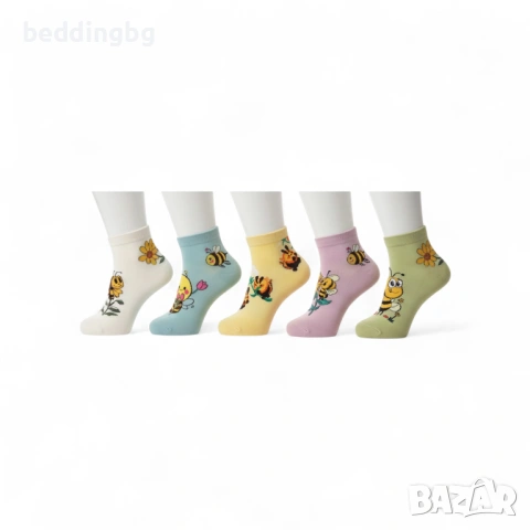 Комплект 5 чифта дамски памучни #чорапи с пчелички – Комфорт и Стил!