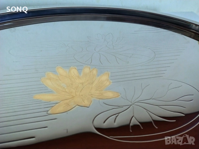 Прекрасен Позлатен Поднос 24К, снимка 2 - Антикварни и старинни предмети - 53456618