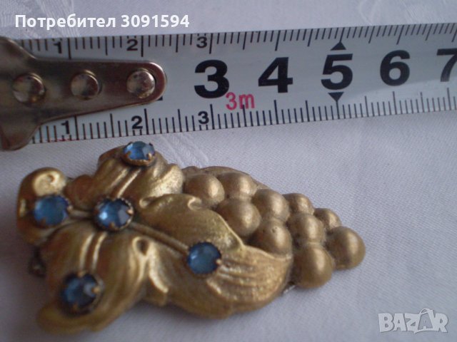 Стара красива щипка брошка  бронз, снимка 4 - Антикварни и старинни предмети - 39277557