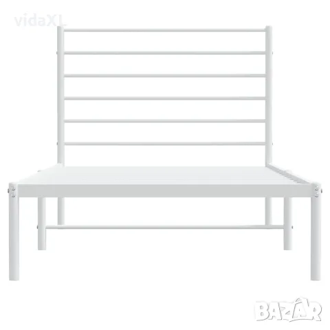 vidaXL Метална рамка за легло с горна табла, бяла, 80x200 см, снимка 6 - Спални и легла - 56147206