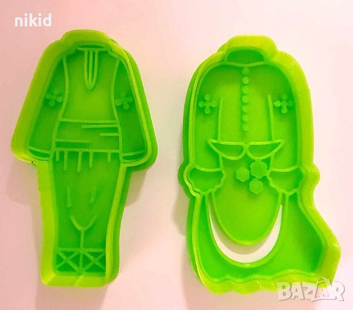 Декорирани Дрехи Народни Носии танцьори пластмасов резец форма за фондан тесто бисквитки, снимка 2 - Форми - 44198586