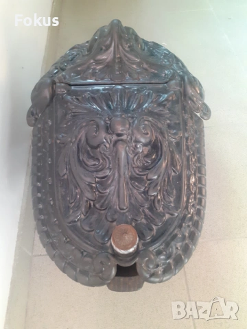Голям стар бароков емайлиран мангал печка чугун, снимка 2 - Антикварни и старинни предмети - 53278691