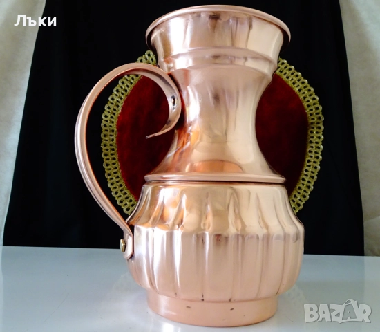 Медна кана,кована чиста червена мед 1.2 л. , снимка 5 - Антикварни и старинни предмети - 51514773