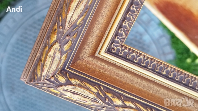 Дървена рамка за картина 88/72 старо злато с орнаменти, снимка 2 - Картини - 52667169