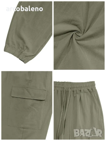 Мъжки ленени ежедневни спортни панталони с маншети и с множество джобове, 4цвята , снимка 6 - Панталони - 50677986
