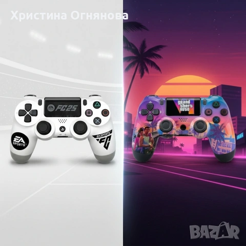 Безжичен джойстик за PS4 с тъчпад, вибрация и LED осветление – FC25 / GTA дизайн, снимка 3 - Друга електроника - 53110151