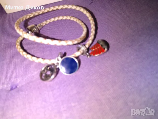 Пандора гривна нова сребро и естествена кожа , снимка 4 - Гривни - 49923665