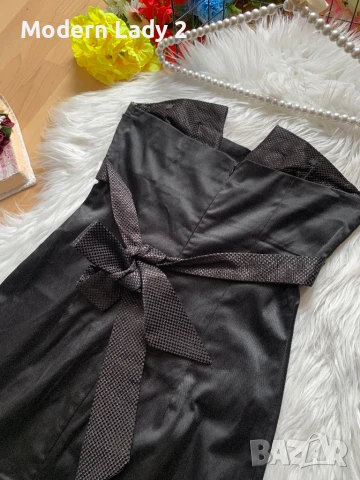 Черна сатенена рокля, снимка 3 - Рокли - 50929300