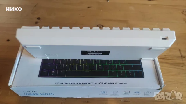 Механична геймърска клавиатура MIZAR MZ 60 LUNA сgateron optical brown суичове, снимка 12 - Клавиатури и мишки - 56018122