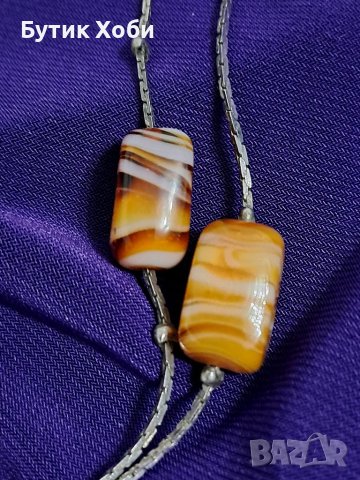 Винтидж колие бохемско стъкло , снимка 4 - Антикварни и старинни предмети - 40531625