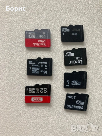 7 броя microSD карти, отлични