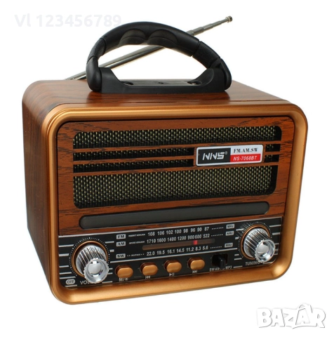 3 Лентово AM/FM/SM ретро радио с BT, USB, TF- NNS 7068