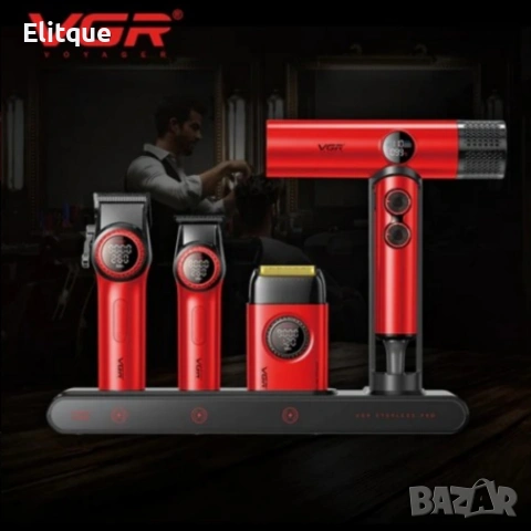 Професионален комплект машинки за подстригване VGR Stepless 4 в 1, снимка 3 - Машинки за подстригване - 53422878