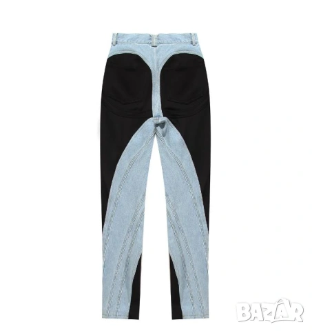 По Модел на MUGLER Модни Дамски Джинси Корейски Дънки с Висока Талия Пачуърк Вталени Разтегаем Модел, снимка 7 - Дънки - 53635706