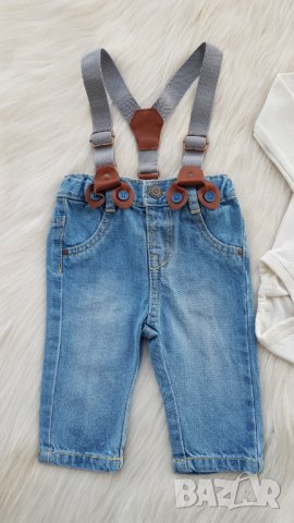 Боди риза H&M и дънки за бебе 0-3 месеца, снимка 3 - Комплекти за бебе - 42200986
