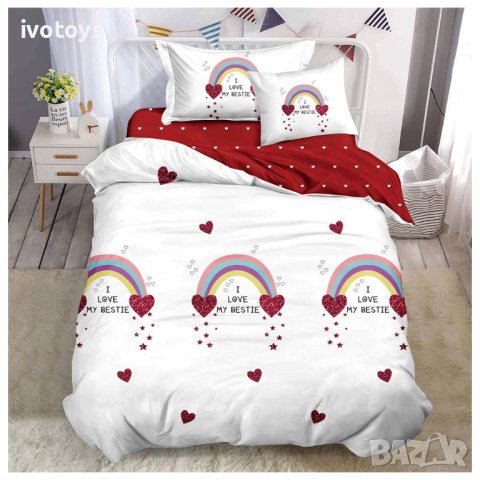 Двулицев спален комплект с ластик (размер за приста), 4 части - Модел WS14564, снимка 1