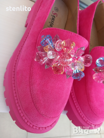 Розови мокасини с цветни камъни 39, снимка 3 - Дамски ежедневни обувки - 44841382