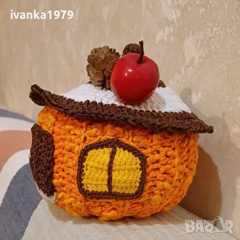 Плетена тиква къщичка , снимка 5 - Декорация за дома - 47636450