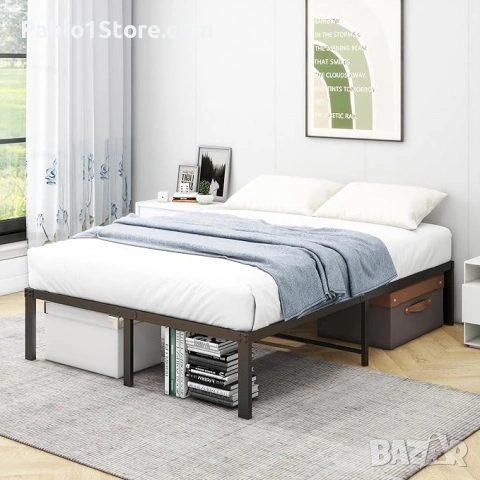 Метално легло с платформа VERFARM, рамка за легло 120 x 200 см, метално легло с ламелна рамка, модер, снимка 4 - Други - 53762828