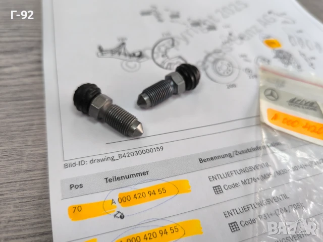 A0004209455**NEU**НОВА ОРИГИНАЛНА ЧАСТ**Mercedes-Benz**Пробка (клапан) за обезвъздушаване**