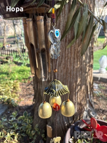 Метален вятърен звънец със слонче и окото на Назар, снимка 16 - Декорация за дома - 53663807