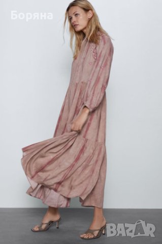 НАМАЛЕНА - ZARA нова дълга лятна рокля етно мотиви 