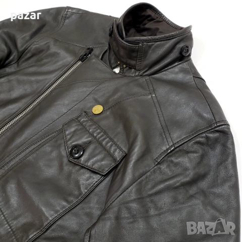 G-STAR RAW Bomber Мъжко Кожено Яке с Хастар Ватирано Бомбър S, снимка 4 - Якета - 53606373