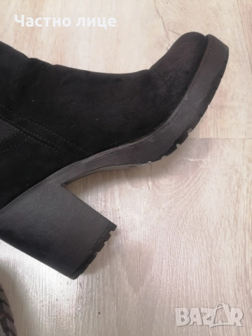 38н.Велур дамски боти, стелка 25 см., ток 8 см. , снимка 6 - Дамски боти - 52500847
