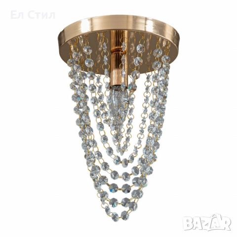 Луксозен плафон с кристали – впечатляващ светлинен ефект дори в малки помещения, снимка 2 - Полилеи - 53589712