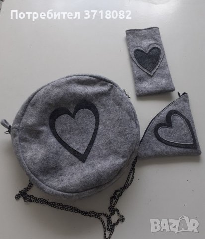 Дамска чанта от сив плат, снимка 2 - Чанти - 41393573