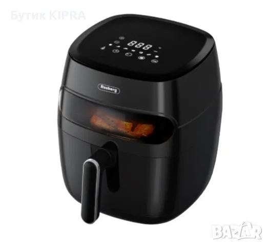 Фритюрник AirFryer , 1350W, 5.2л., LED дисплей, Горещ въздух, Таймер, до 200°C, Черен, снимка 3 - Фритюрници - 47264968