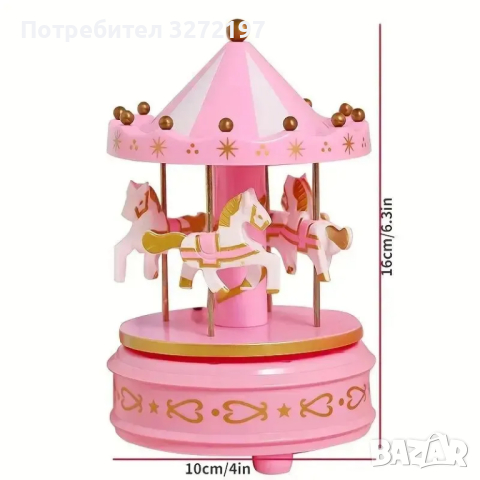 Луксозна музикална кутия с въртележка 4 коня, снимка 6 - Декорация за дома - 44805526
