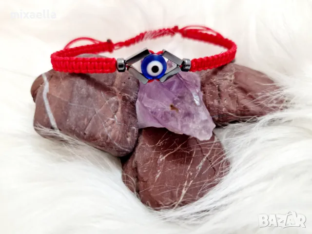 Гривна с естествени камъни и синьо око (окото на Назар), снимка 5 - Гривни - 50412718