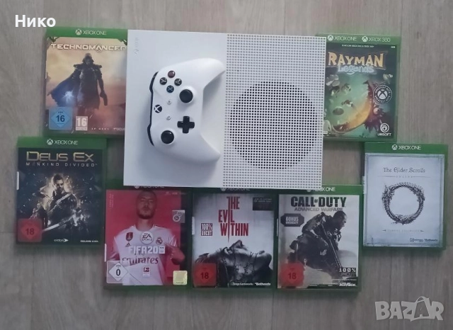 XBOX One S с контролер и 7 игри