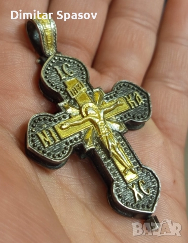 Висулка Сребърен Кръст Енколпион Разпятие Богородица Мощехранителница Религия, снимка 3 - Колиета, медальони, синджири - 52889430