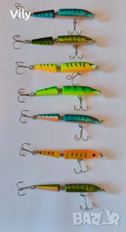 Комплект 7 бр двуделни воблери 10 см